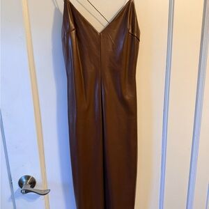 Fashion Nova Tan Faux Leather Dress